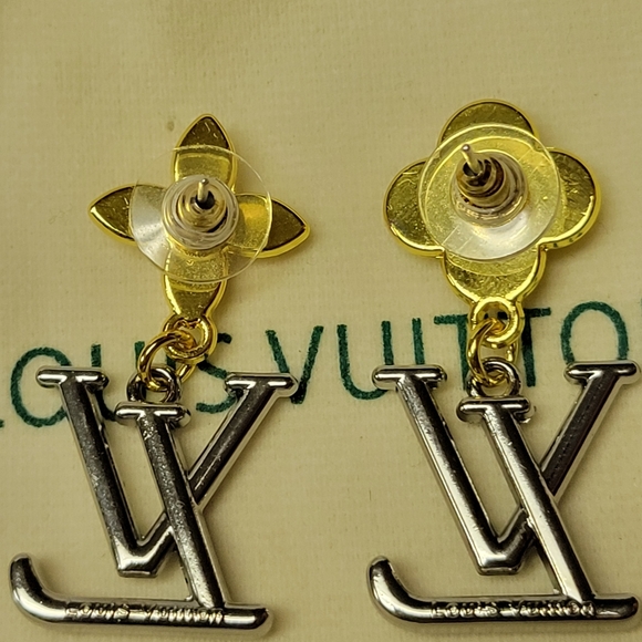 Louis Vuitton 2 Tone Silver/Gold La Fleur Blossom Earings - Picture 4 of 4